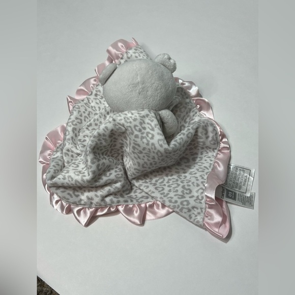 Carter’s Baby Teddy Bear Leopard Security Blanket Lovey Soft Rattle Pink Satin - Picture 6 of 10
